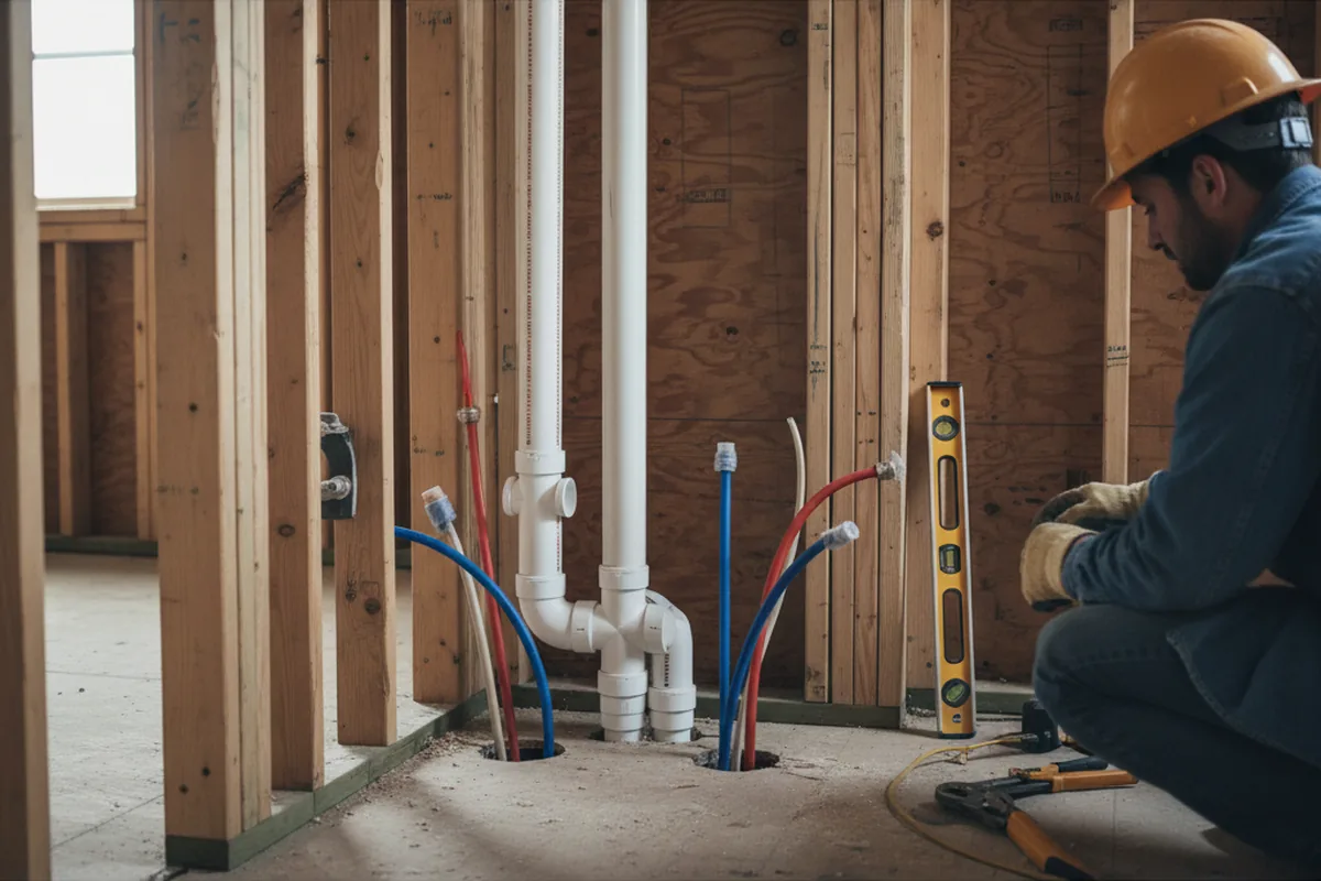 Drain and supply rough-in during Drain Cleaning in Hiram